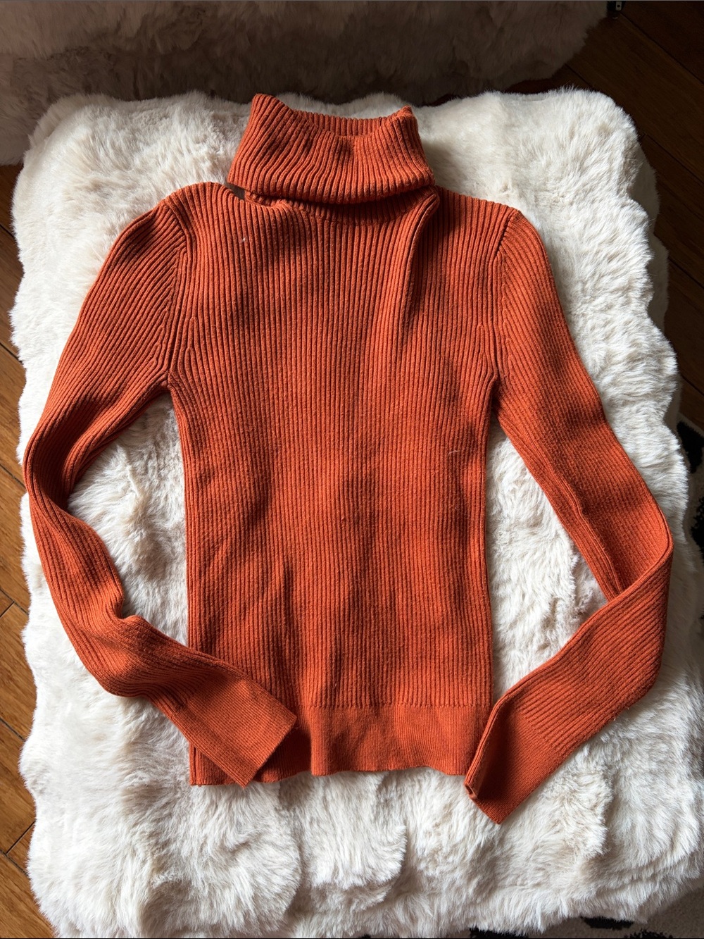 Abercrombie & Fitch Orange Ribbed Turtleneck Sweater